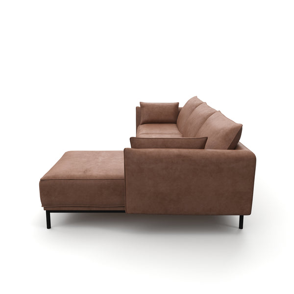 Ecksofa Leder ELVIS rechts braun