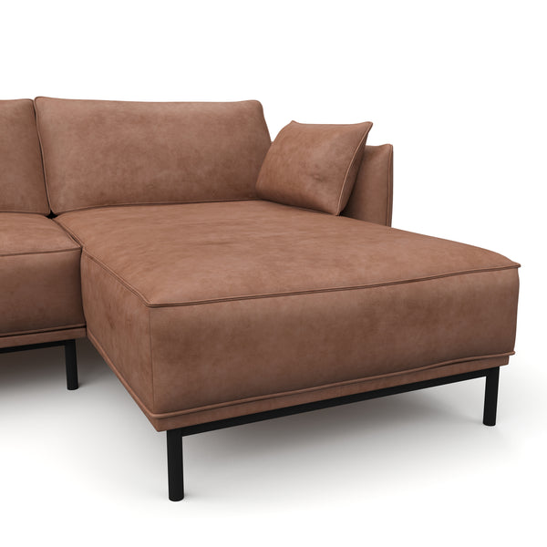 Ecksofa Leder ELVIS rechts braun