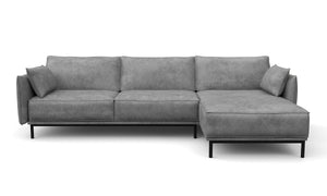 Ecksofa Leder ELVIS rechts grau