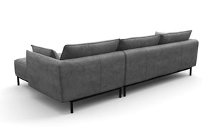 Ecksofa Leder ELVIS rechts grau