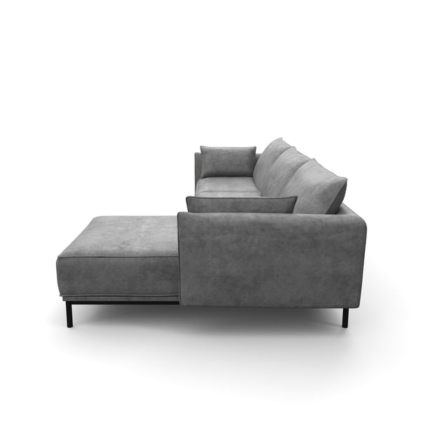 Ecksofa Leder ELVIS rechts grau
