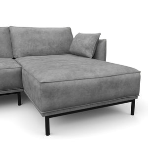 Ecksofa Leder ELVIS rechts grau