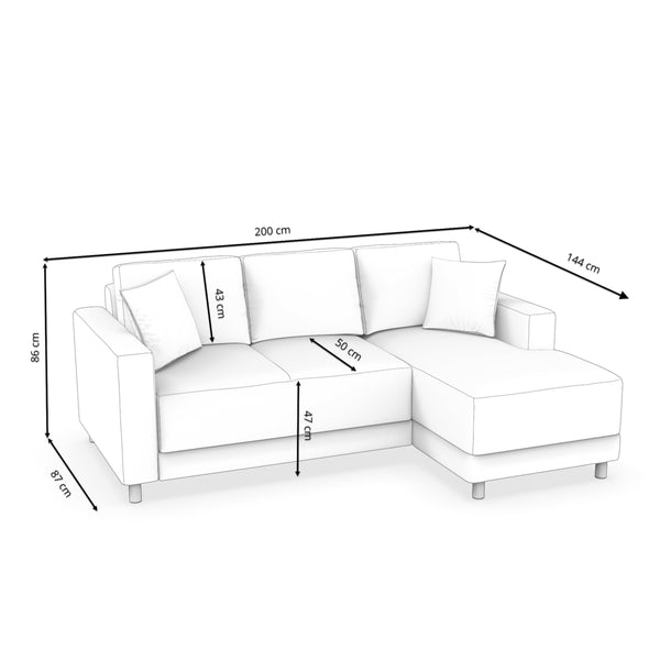 Ecksofa ERIN rechts grau/beige