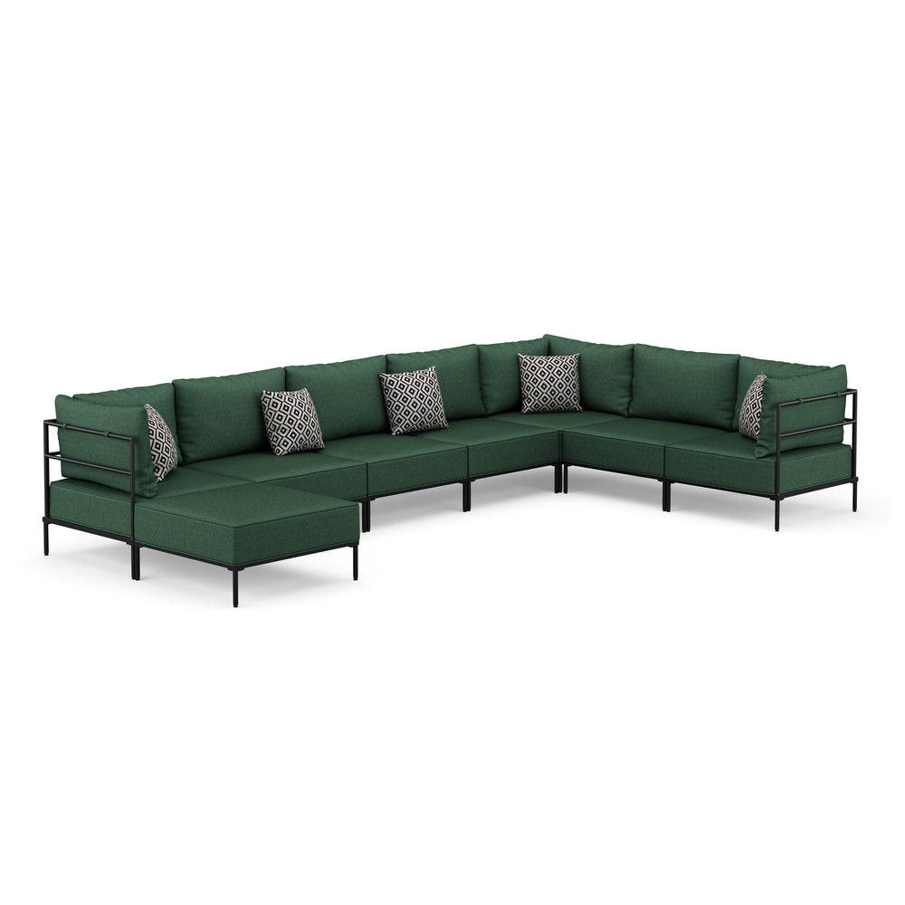 Divano angolare ETHAN Deluxe a 6 posti, verde scuro