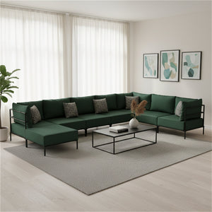 Ecksofa ETHAN Deluxe 6-Sitzer dunkelgrün