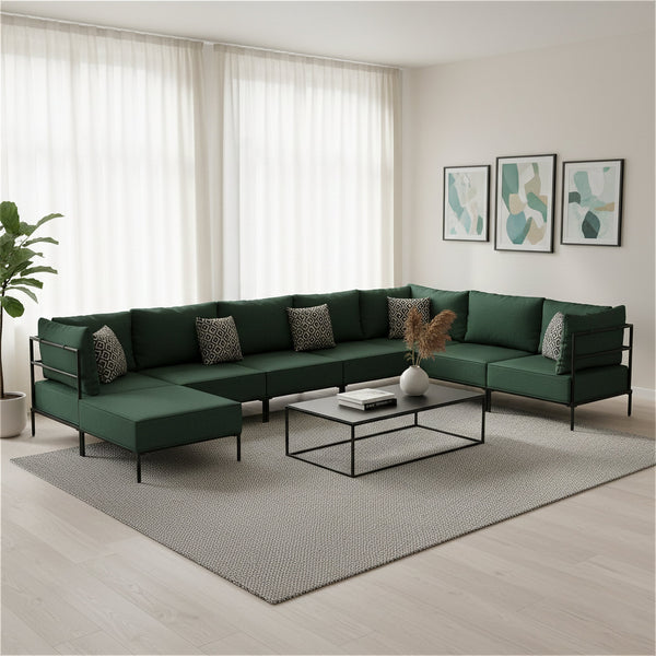 Ecksofa ETHAN Deluxe 6-Sitzer dunkelgrün