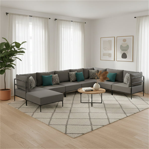 Ecksofa ETHAN Deluxe 6-Sitzer hellgrau