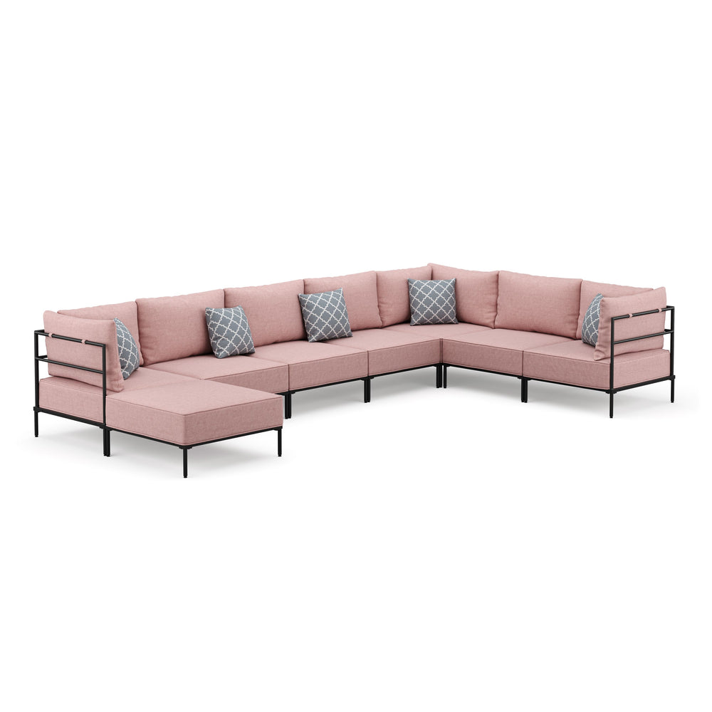 Divano angolare ETHAN Deluxe a 6 posti, rosa