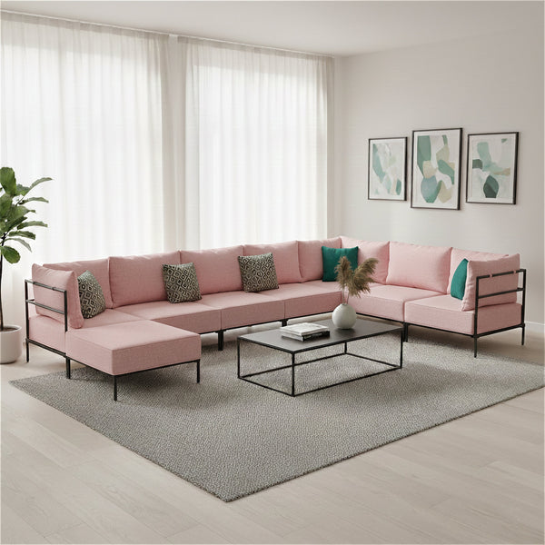 Ecksofa ETHAN Deluxe 6-Sitzer rosa