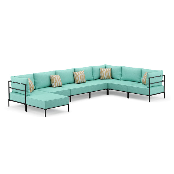Ecksofa ETHAN Deluxe 6-Sitzer türkis