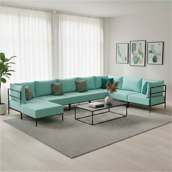 Ecksofa ETHAN Deluxe 6-Sitzer türkis