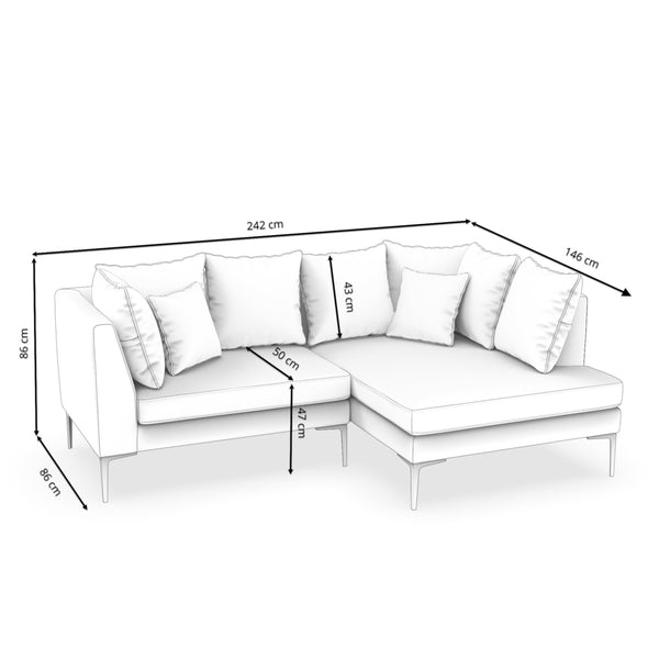 Ecksofa JOEY rechts hellgrau