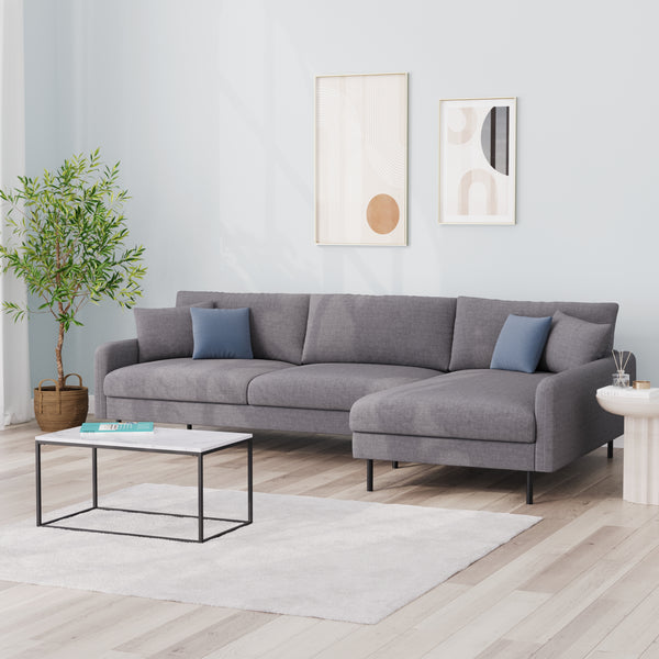 Ecksofa LEAH rechts grau