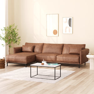 Ecksofa Leder ELVIS links braun