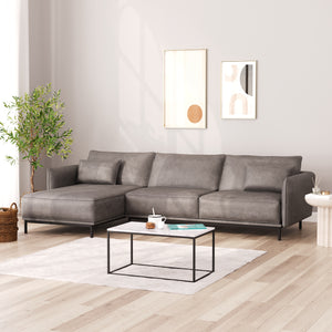 Ecksofa Leder ELVIS links grau