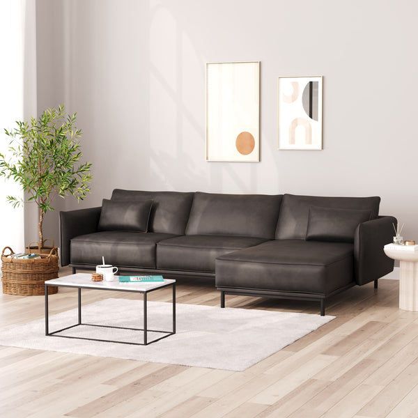 Ecksofa Leder ELVIS rechts anthrazit
