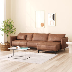 Ecksofa Leder ELVIS rechts braun