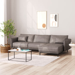Ecksofa Leder ELVIS rechts grau