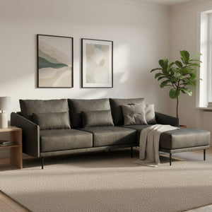 Ecksofa Leder LIV rechts anthrazit