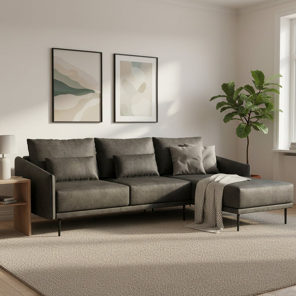 Ecksofa Leder LIV rechts anthrazit
