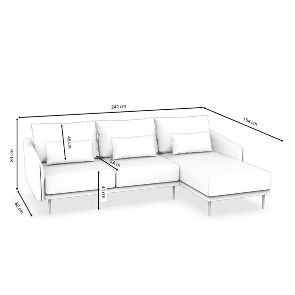 Ecksofa Leder LIV rechts anthrazit