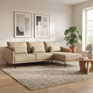 Ecksofa Leder LIV rechts beige