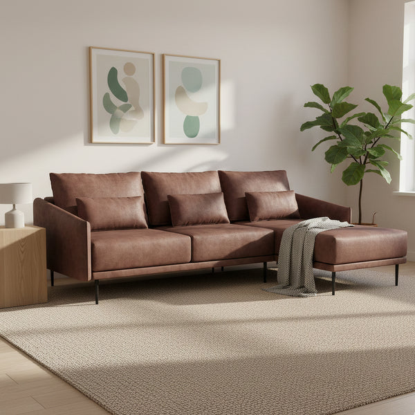 Ecksofa Leder LIV rechts braun
