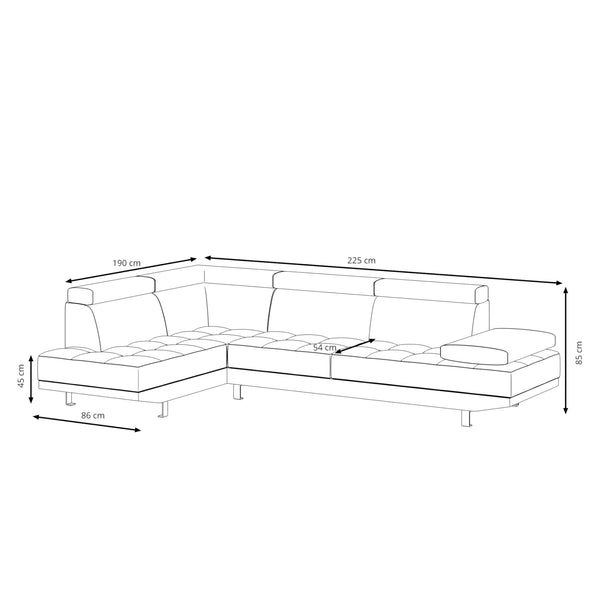 Ecksofa PHILIP links schwarz