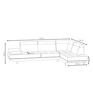 Ecksofa PHILIP rechts schwarz