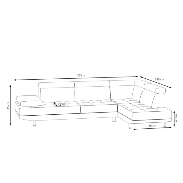 Ecksofa PHILIP rechts schwarz