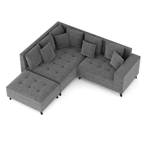 Ecksofa Samt mit Ottomane ELINA links anthrazit