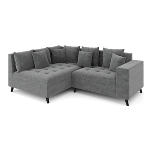 Ecksofa Samt mit Ottomane ELINA links anthrazit
