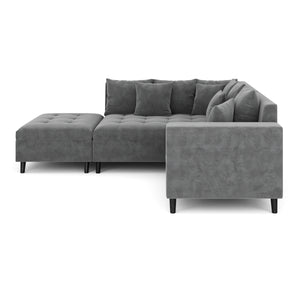 Ecksofa Samt mit Ottomane ELINA links anthrazit