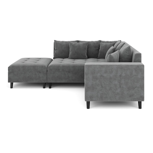 Ecksofa Samt mit Ottomane ELINA links anthrazit