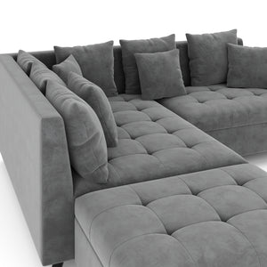Ecksofa Samt mit Ottomane ELINA links anthrazit