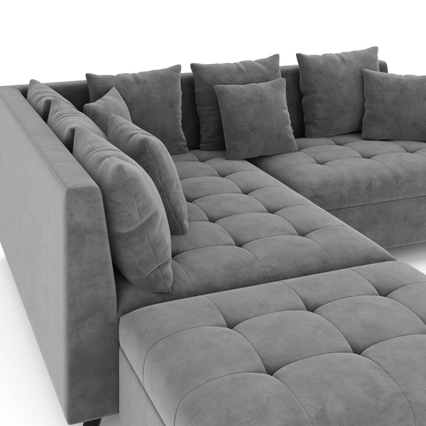 Ecksofa Samt mit Ottomane ELINA links anthrazit