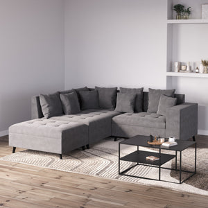 Ecksofa Samt mit Ottomane ELINA links anthrazit