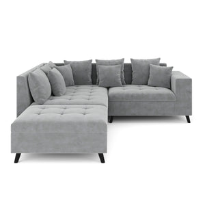 Ecksofa Samt mit Ottomane ELINA links grau