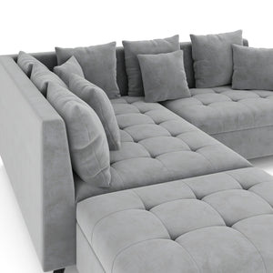 Ecksofa Samt mit Ottomane ELINA links grau