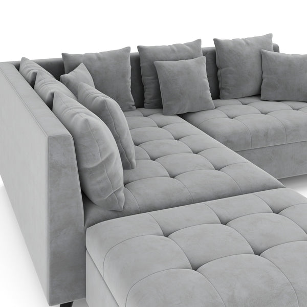 Ecksofa Samt mit Ottomane ELINA links grau