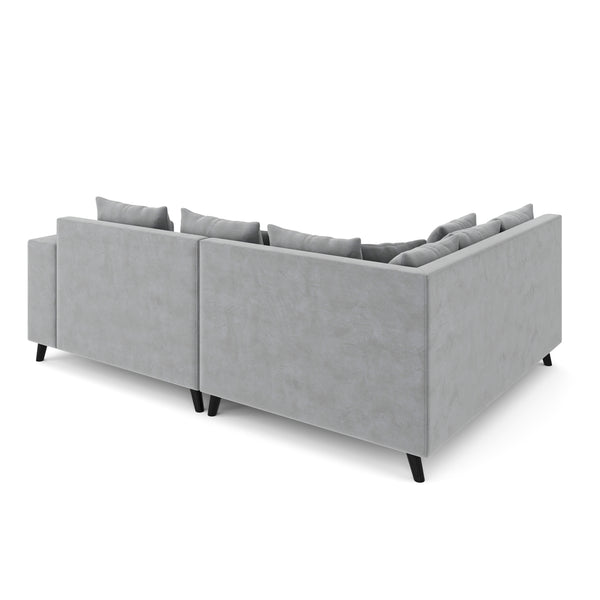 Ecksofa Samt mit Ottomane ELINA links grau