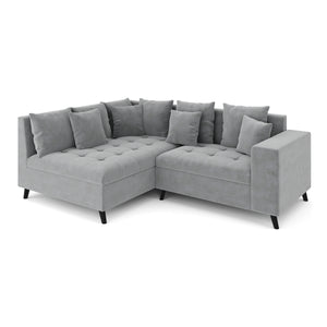 Ecksofa Samt mit Ottomane ELINA links grau