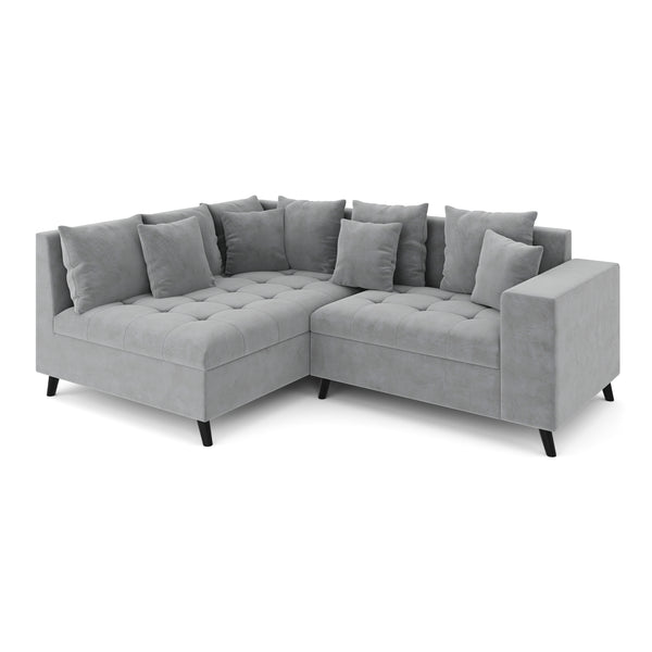 Ecksofa Samt mit Ottomane ELINA links grau