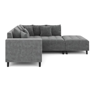 Ecksofa Samt mit Ottomane ELINA rechts anthrazit