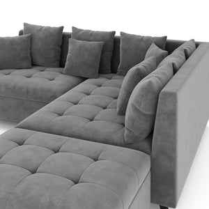 Ecksofa Samt mit Ottomane ELINA rechts anthrazit