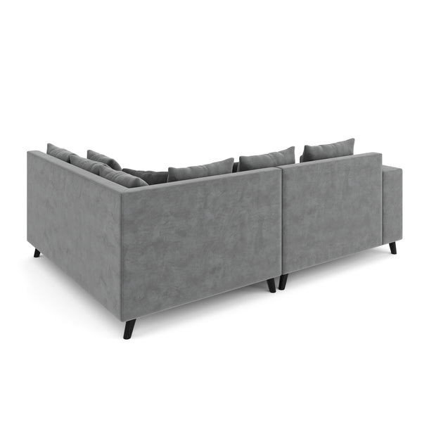 Ecksofa Samt mit Ottomane ELINA rechts anthrazit