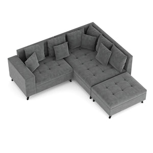 Ecksofa Samt mit Ottomane ELINA rechts anthrazit