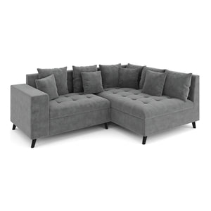 Ecksofa Samt mit Ottomane ELINA rechts anthrazit