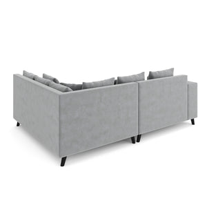 Ecksofa Samt mit Ottomane ELINA rechts grau