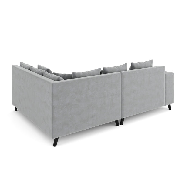 Ecksofa Samt mit Ottomane ELINA rechts grau
